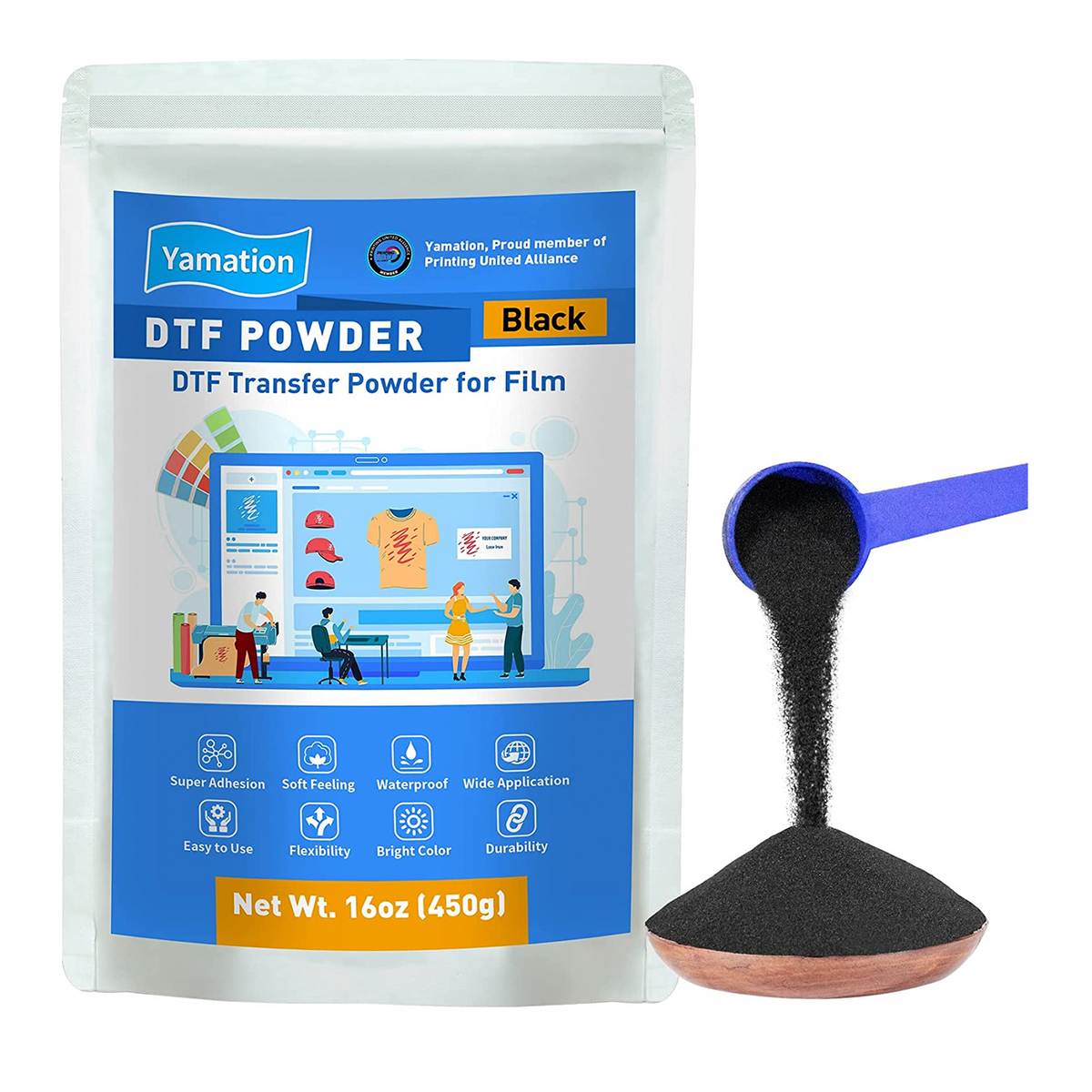 DTF Transfer Powder Adhesive, White Digital Hot Melt DTF Powder for DTF  Printer Ink, DTF Hot Melt Adhesive Powder With DTF Transfer Film for All  DTF Printers on All Fabric (500g ) 