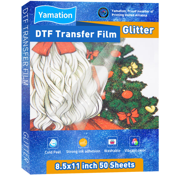 Yamation DTF Glitter Transfer Film - 8.5" x 11"inch 50 Sheets