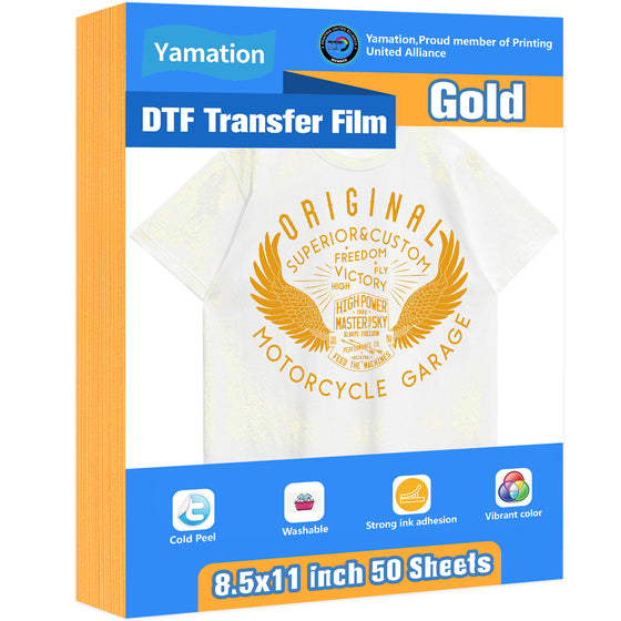 Yamation DTF Gold Transfer Film - 8.5" x 11"inch 50 Sheets