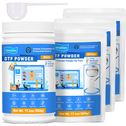 Yamation DTF Powder - White 2000g / 4.4lb - Medium - DTF Adhesive Powder/DTF Transfer Powder