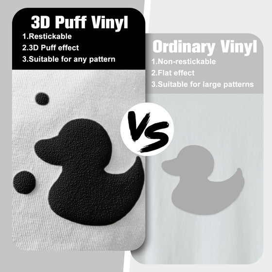 Yamation Vinyl Heat Transfer - 3D Puff(12 x 10) - (Black+White