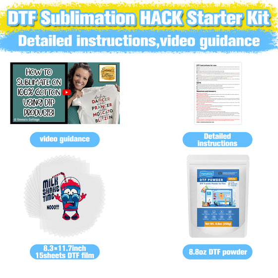 Yamation DTF Sublimation Hack Kit - DTF Film (8.3×11.7, 50 Sheets) - DTF  Powder (16oz)