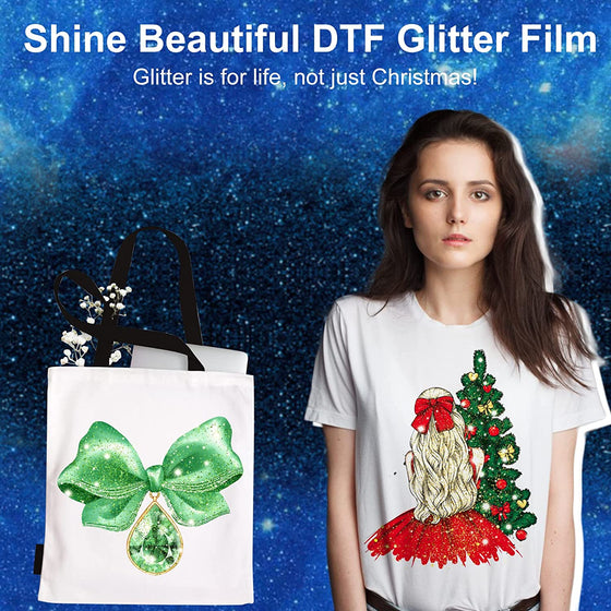 Yamation DTF Glitter Transfer Film: 8.5 x 11inch 15 Sheets Pet Paper Glossy Clear Cold Peel Direct to Film Transfer Paper for Tshirt
