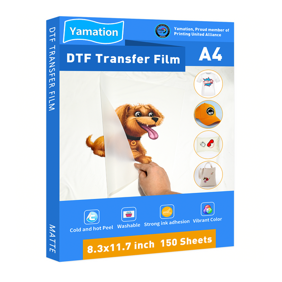 Yamation DTF Film: A4 (8.3" x 11.7") 150 Sheets - Premium Double-Sided - Matte Finish